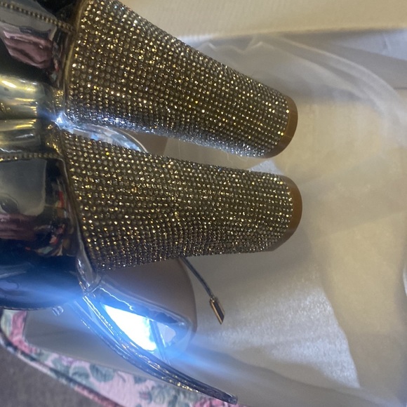 LALA IKAI Women’s Rhinestone High Heels Sandals Ankle Strappy Clear - Picture 12 of 13